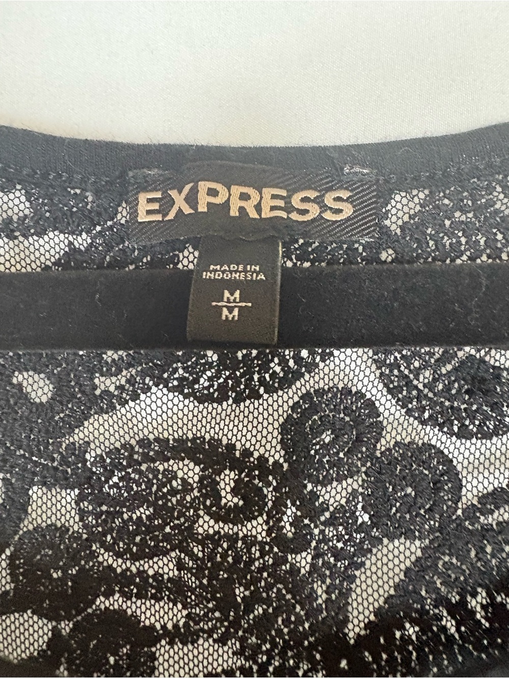 Express Black Floral Lace Top - Picture 2 of 6